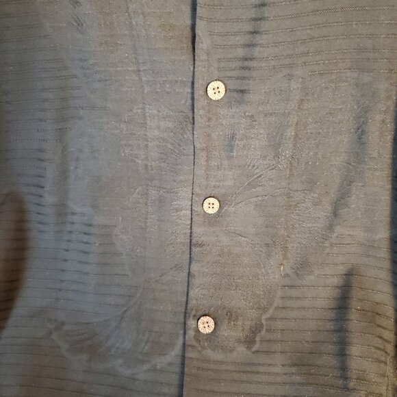 Tommy Bahama Mens 100% Silk Shirt XL Black Hibiscus Floral Tropical Relaxed Fit - Picture 7 of 16